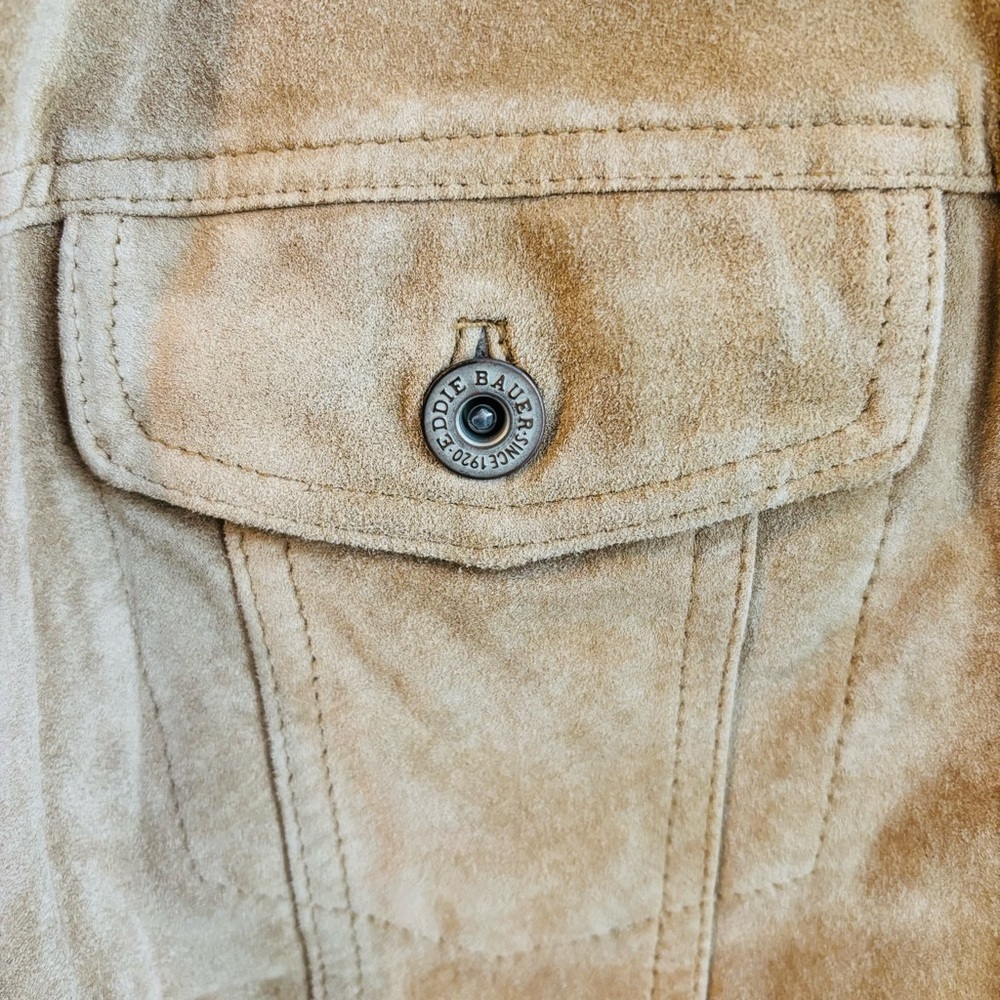 EUC VTG. Eddie Bauer Seattle Suede washable leather jacket in tan | Sz XL - Picture 2 of 12